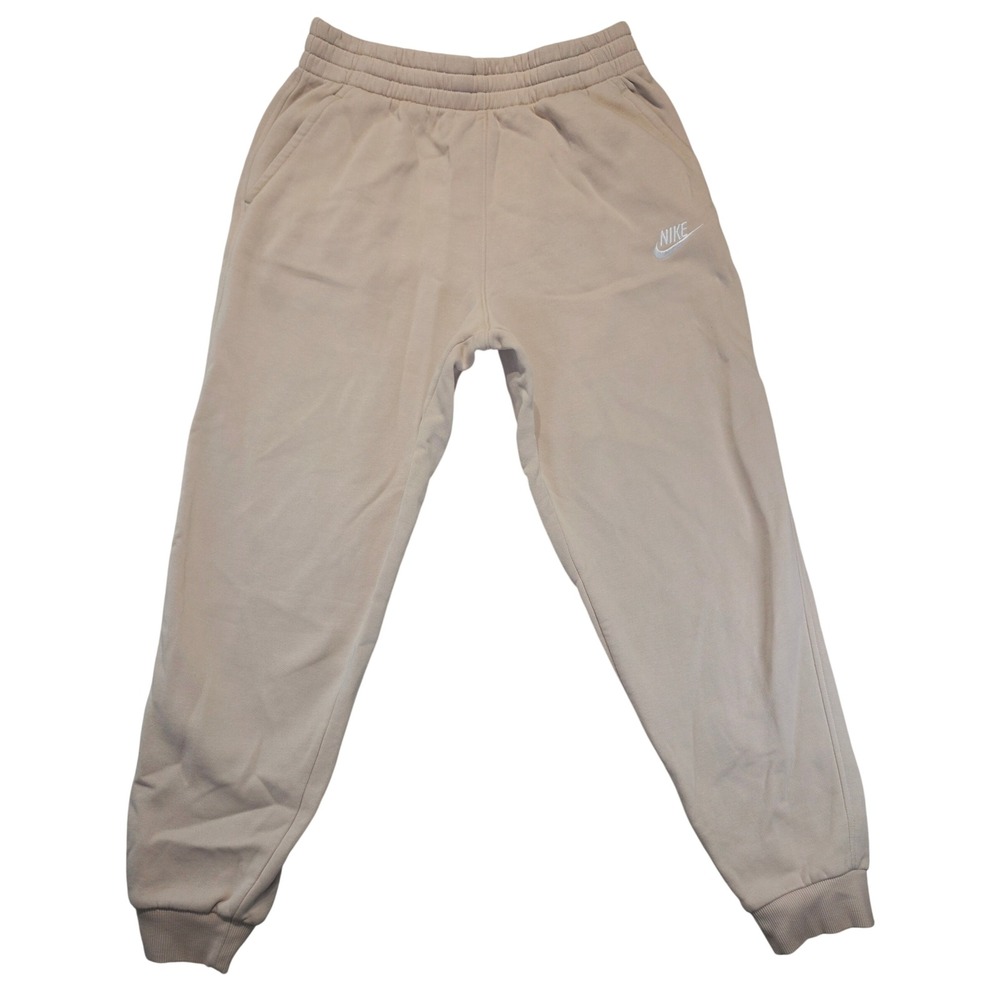 Nike Kids XL Fleece Joggers Light Tan Beige Sweatpants Embroidered Logo